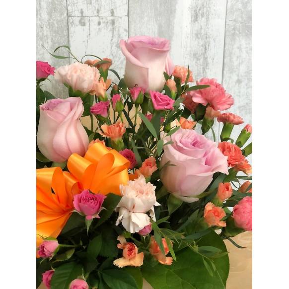 お取り寄せ オリジナルフラワー ピンクオレンジ系＊おまかせアレンジ