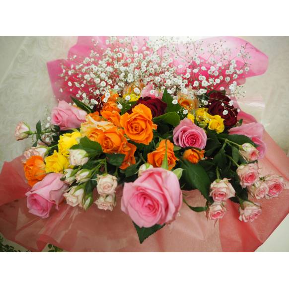 お取り寄せ オリジナルフラワー ミックスバラの花束｜花キューピット