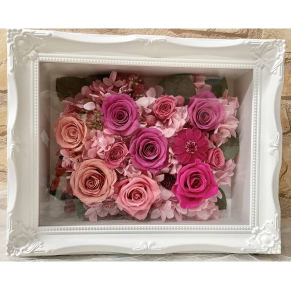 豪華♪ ピンクローズ プリザーブドフラワー Atelier AKO (*^_^*) 人気の可愛いピンクのラウンドアレンジメントです♪ プレゼントにも♪ 超豪華♪ ピンクローズ プリザーブドフラワー Atelier AKO (*^^*) 豪華