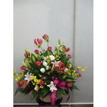 バラ オリエンタル百合アレンジメント インターネット花キューピット フラワーギフト 手渡し