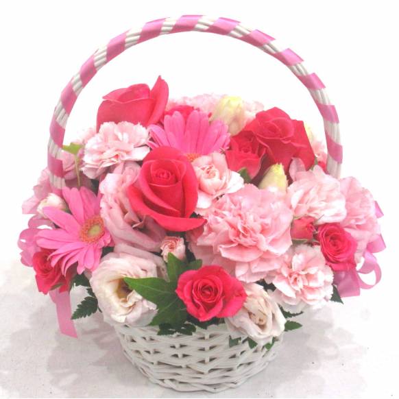 スプリングギフトフラワー特集（宅配）,《Flower arrangement》Pink Ribbon Basket,花樹園