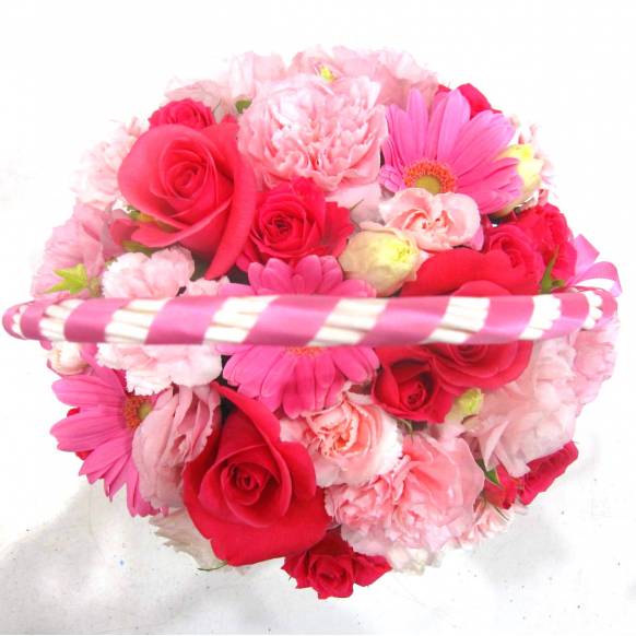 スプリングギフトフラワー特集（宅配）,《Flower arrangement》Pink Ribbon Basket,花樹園