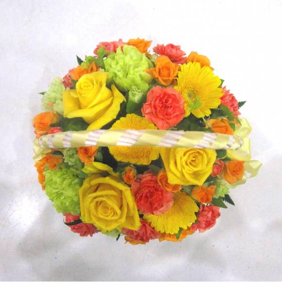 スプリングギフトフラワー特集（宅配）,《Flower arrangement》Yellow Ribbon Basket  ,花樹園