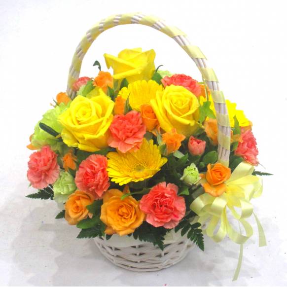 スプリングギフトフラワー特集（宅配）,《Flower arrangement》Yellow Ribbon Basket  ,花樹園