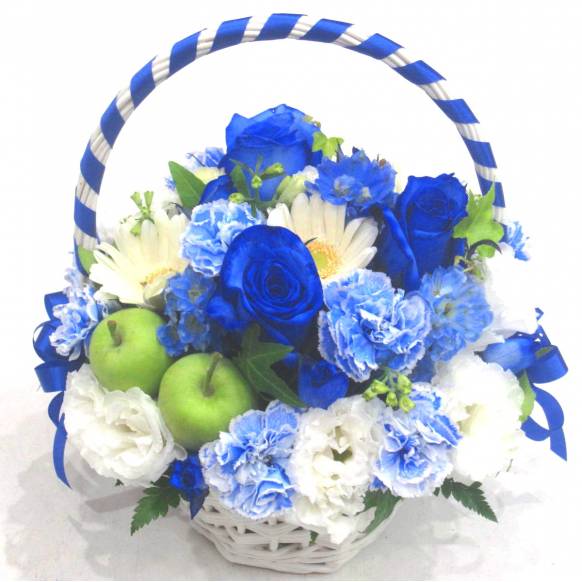 《Flower arrangement》Blue Ribbon Basket  スプリングギフトフラワー特集（宅配）