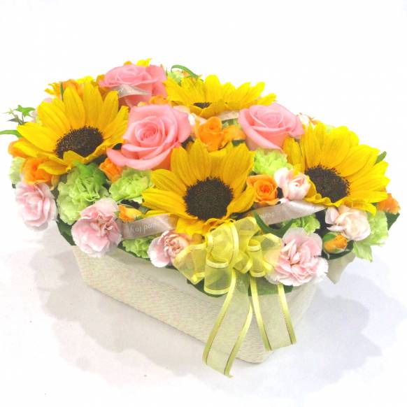 《Flower arrangement》Peach Sunflower父の日特集(宅配)