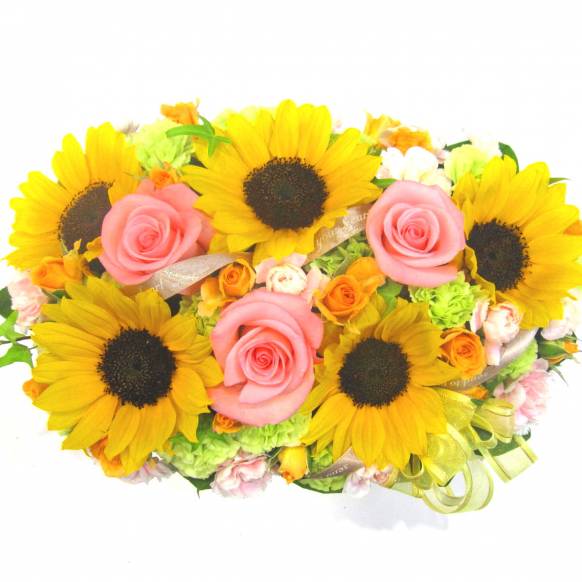 父の日特集(宅配),《Flower arrangement》Peach Sunflower,花樹園