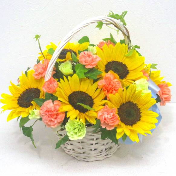 父の日特集(宅配),《Flower arrangement》Sunflower Hand Basket,花樹園