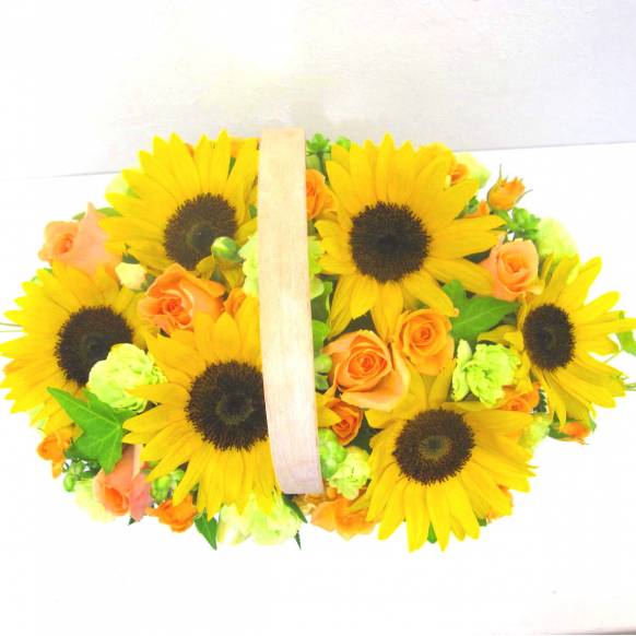 父の日特集(宅配),《Flower arrangement》Sunflower Field Basket,花樹園