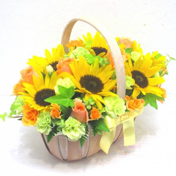 父の日特集(宅配),《Flower arrangement》Sunflower Field Basket,花樹園