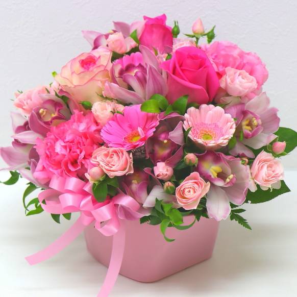 Flower arrangement》Pink Classy｜インターネット花キューピット・お 