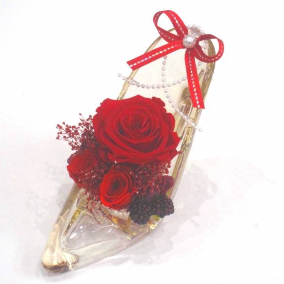 （お祝い）プリザーブドフラワー特集(宅配),《Preserved Flower》Acrylic High heels Champagne Red,花樹園