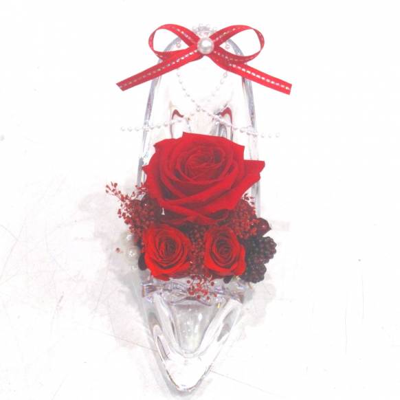 （お祝い）プリザーブドフラワー特集(宅配),《Preserved Flower》Acrylic High heels Clear Red,花樹園