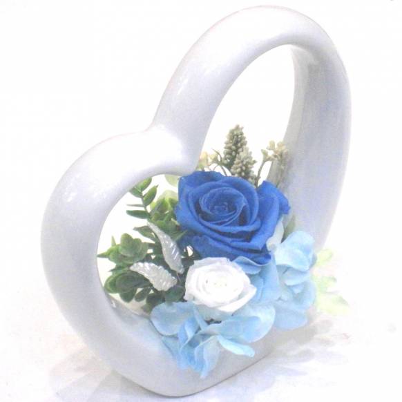 （お祝い）プリザーブドフラワー特集(宅配),《Preserved Flower》Lovely  Heart(Blue) ,花樹園