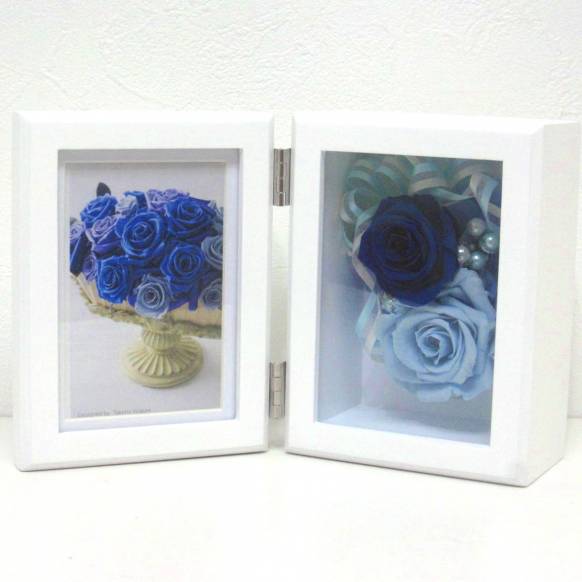 （お祝い）プリザーブドフラワー特集(宅配),《Preserved Flower》Photo Frame(Blue),花樹園
