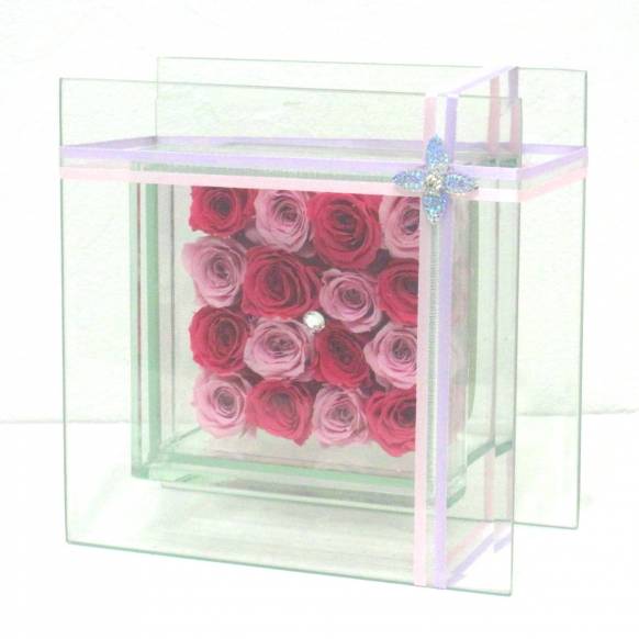 《Preserved Flower》Glass Frame(Classical Pink)（お祝い）プリザーブドフラワー特集(宅配)