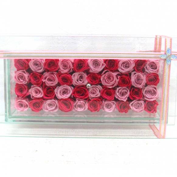 （お祝い）プリザーブドフラワー特集(宅配),《Preserved Flower》Glass Frame(Luxury Pink) ,花樹園