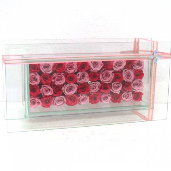 （お祝い）プリザーブドフラワー特集(宅配),《Preserved Flower》Glass Frame(Luxury Pink) ,花樹園