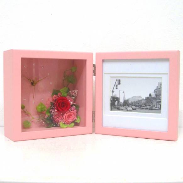 （お祝い）プリザーブドフラワー特集(宅配),《Preserved Flower》Picture Clock Frame(Pink) ,花樹園