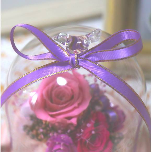（お祝い）プリザーブドフラワー特集(宅配),《Preserved Flower》Glass Birddome（Elegant Pink）,花樹園
