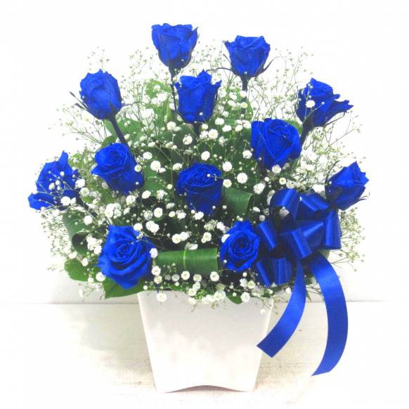 Flower arrangement》Blue Rose 12 Premium｜花キューピット・ お取り寄せフラワーギフト