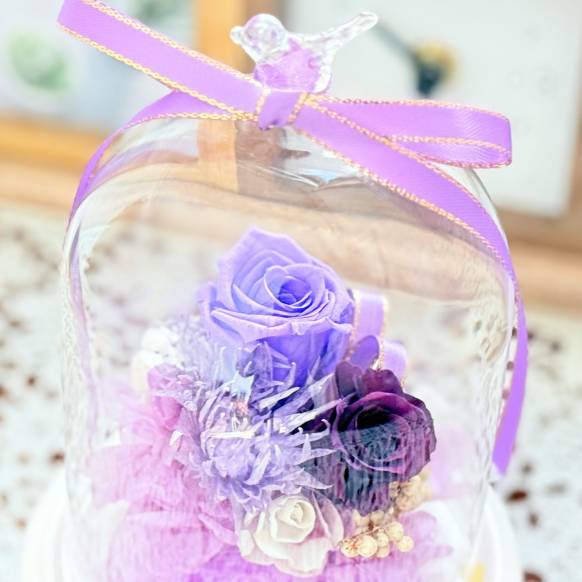 一般カテゴリー,《Preserved Flower》Glass Birddome（Purple）,花樹園