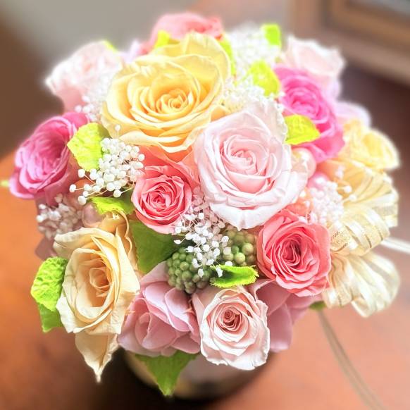 （お祝い）プリザーブドフラワー特集(宅配),《Preserved Flower》Special Luxury Pastel Roze,花樹園