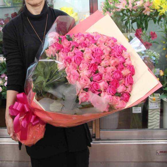プロポーズ サプライズ 花束 薔薇 バラ 100本 花束 ピンク