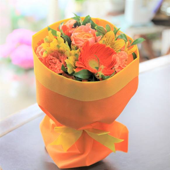 お取り寄せ オリジナルフラワー スタンディングブーケ(イエロー