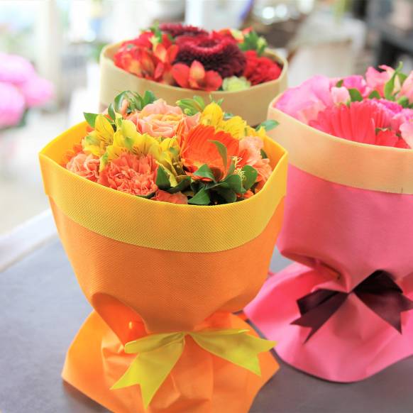 お取り寄せ オリジナルフラワー スタンディングブーケ(イエロー