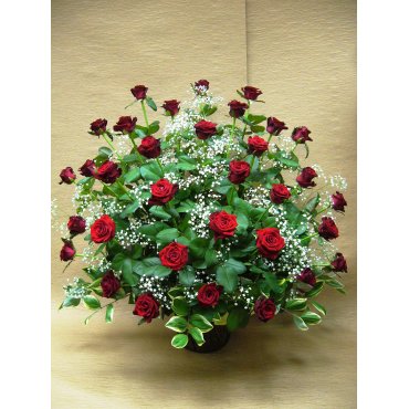 一般カテゴリー,赤バラとかすみ草のアレンジ,花市商店