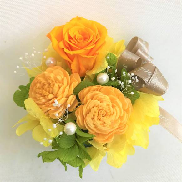 一般カテゴリー,オレンジバラのプリザーブドフラワー白陶器 クリアケース付き,ポピー