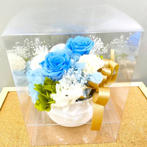 お取り寄せ オリジナルフラワー 青バラのボリュームのあるプリザーブド