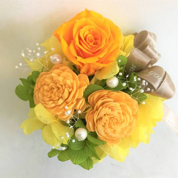 一般カテゴリー,オレンジバラのプリザーブドフラワー白陶器　クリアケース付き,ポピー