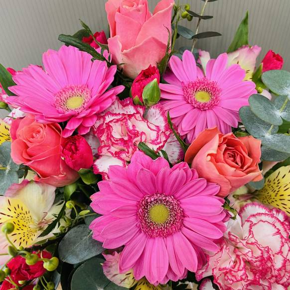 一般カテゴリー,ピンク系バラとガーベラのアレンジメント,ポピー