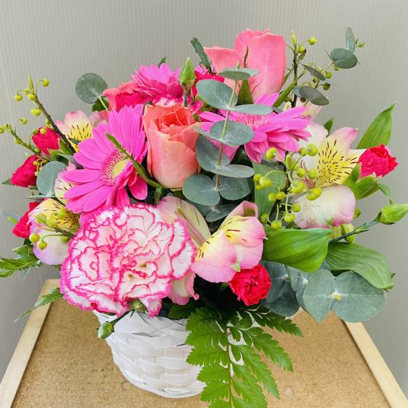 一般カテゴリー,ピンク系バラとガーベラのアレンジメント,ポピー