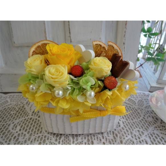 プリザフラワーケーキ オレンジ インターネット花キューピット お取り寄せフラワーギフト