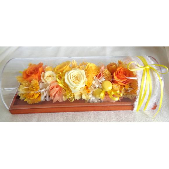 プリザのフラワーロールケーキ・黄色オレンジ一般カテゴリー