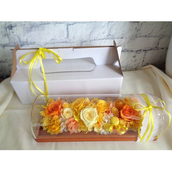 一般カテゴリー,プリザのフラワーロールケーキ・黄色オレンジ,緑花園