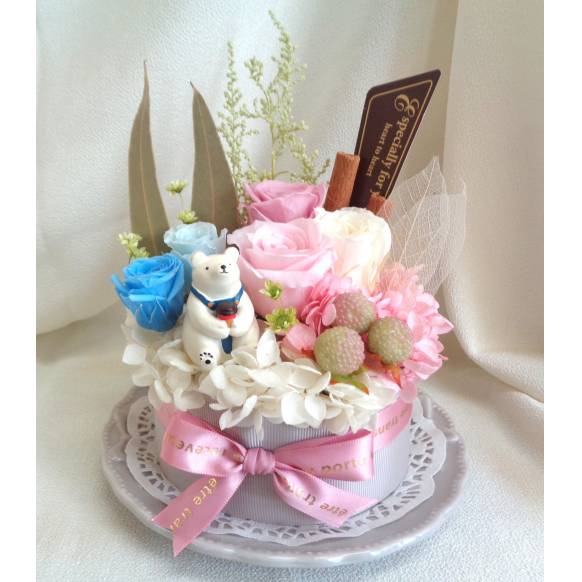 プリザ・フラワーホールケーキ・白クマさん一般カテゴリー