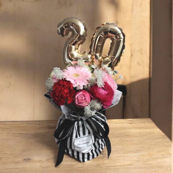 20バルーン付花束（ピンク系）一般カテゴリー