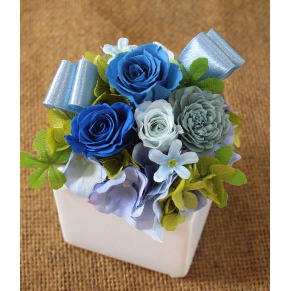 プリザーブドアレンジ「ファーストプリザ/ブルー」一般カテゴリー