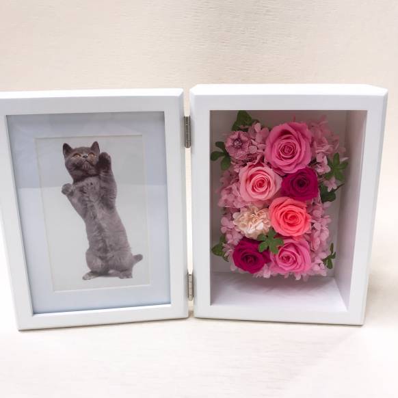 プリザーブドフラワー Newプリフォトフレーム ピンク インターネット花キューピット お取り寄せフラワーギフト