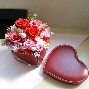 お取り寄せ オリジナルフラワー P-35 ハートレザー プリザーブド