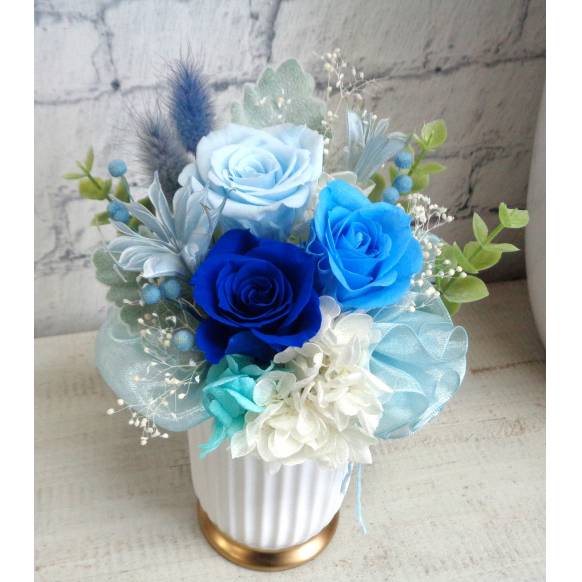 プリザ・ソーダブルー(お供え)プリザーブドフラワー特集(宅配)