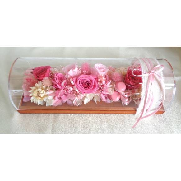 プリザのフラワーロールケーキ・ピンク(お祝い)プリザーブドフラワー特集(宅配)